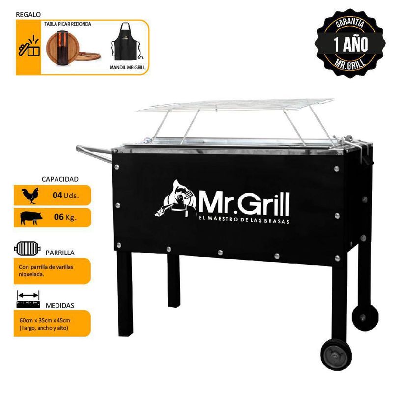 MR GRILL - Caja China Madera Pino/Acero Galvanizado Mr Grill 55X33 Cm