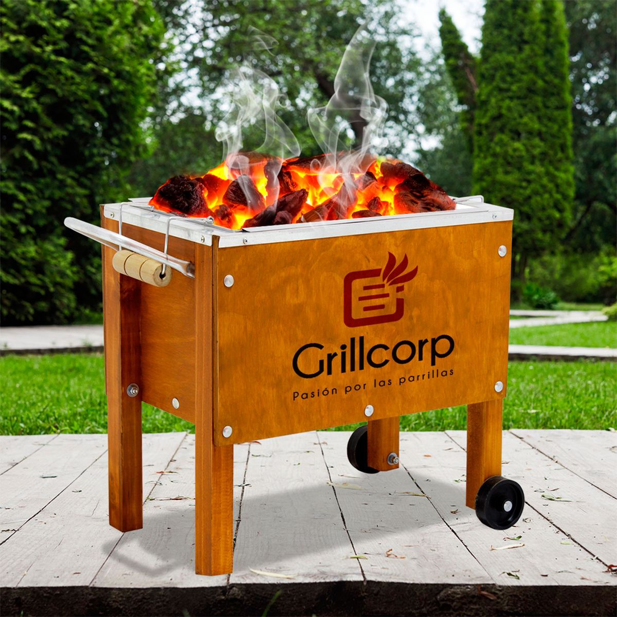 GRILLCORP - Caja China Acero Galvanizado/Acero Inoxidable Grillcorp 40X25 Cm
