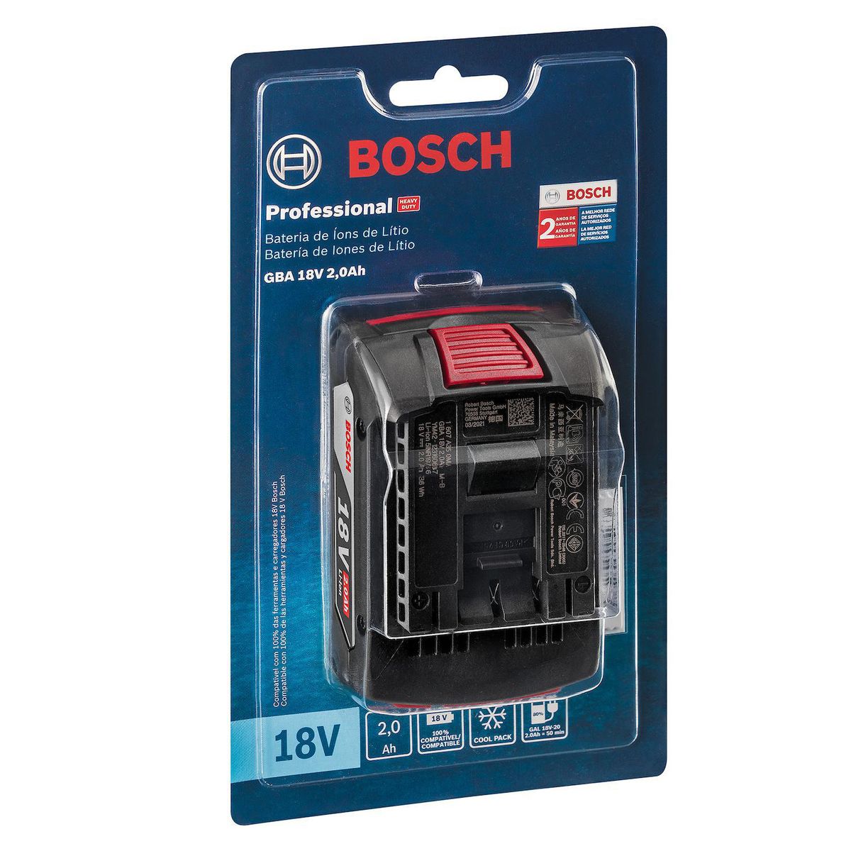 BOSCH - Batería Li-ion Max GBA 18V 2.0Ah Poliamida y Elastómero Bosch