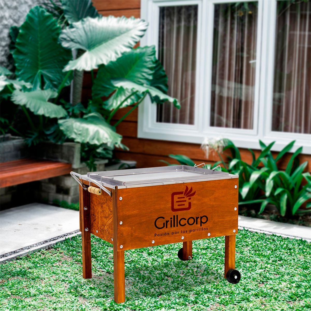 GRILLCORP - Caja China Acero Galvanizado/Acero Inoxidable Grillcorp 60X35 Cm