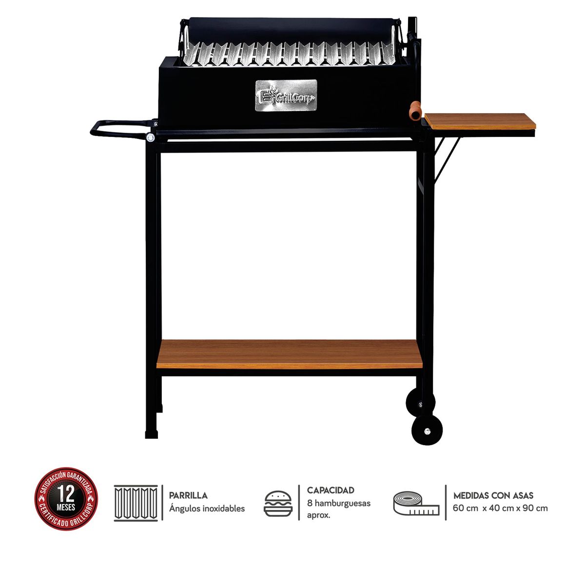 GRILLCORP - Parrilla a Carbón Grillcorp 60x90x40cm Argentina Inoxidable