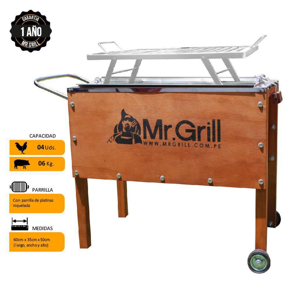 MR GRILL - Caja China Acero Galvanizado/Acero Inoxidable Mr Grill 55X33 Cm