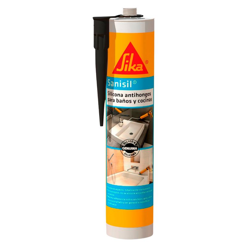 SIKA - Silicona Negro Sika Antihongos Para Baños Y Cocinas Sanisil 280ml