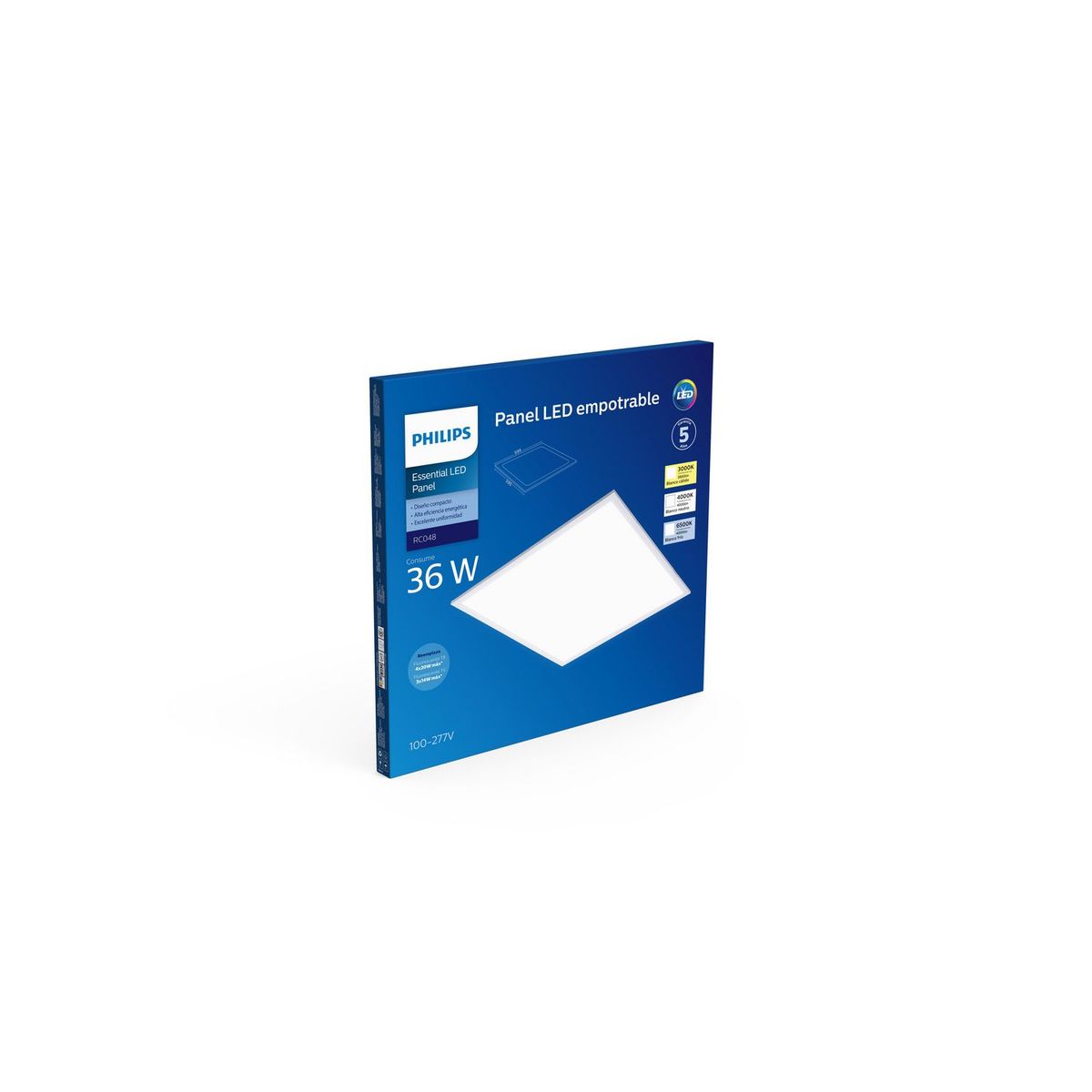 PHILIPS - Panel LED 36W para Empotrar 60x60cm Luz Fría