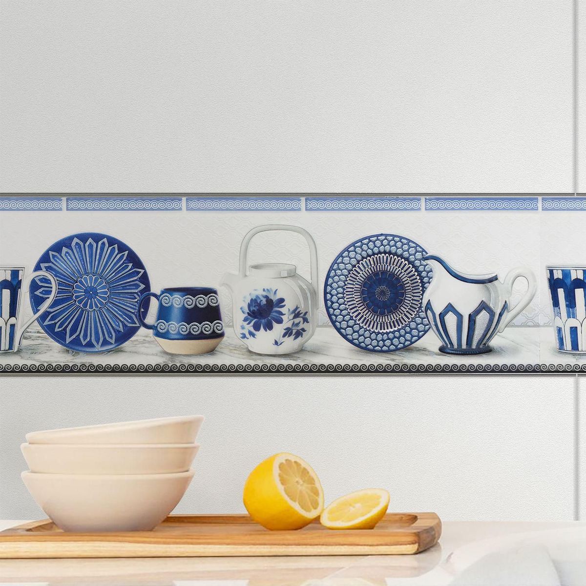 KANTU - Lístelo Mikonos Blanco/Azul 44x13cm