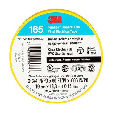 Cinta Aislante Temflex 165 Amarillo 19mm x18m