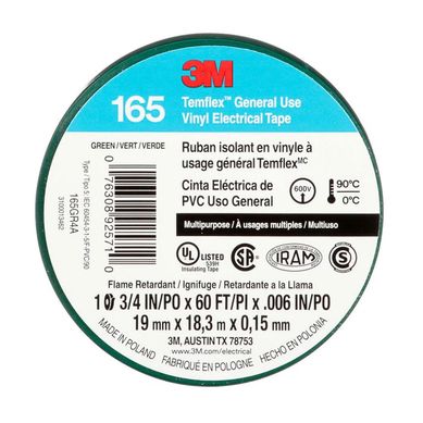 Cinta Aislante Temflex 165 Verde 19mm x18m