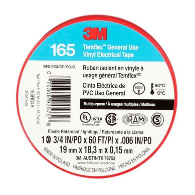 Cinta Aislante Temflex 165 Rojo 19mm x18m