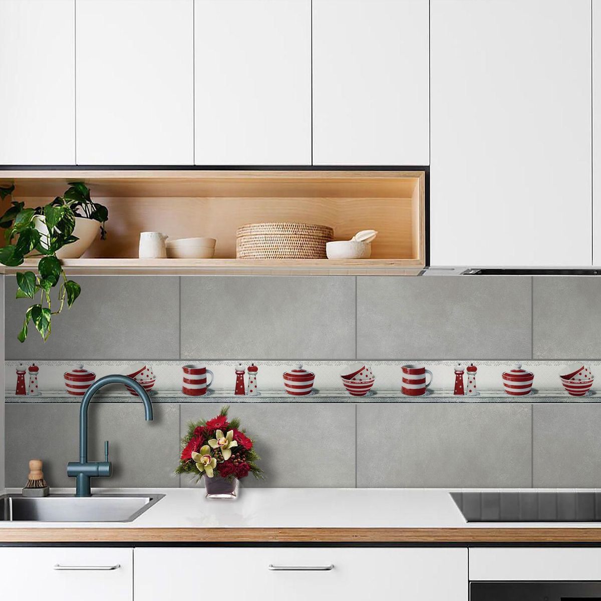 KANTU - Lístelo Miria Blanco/Rojo 15x60cm