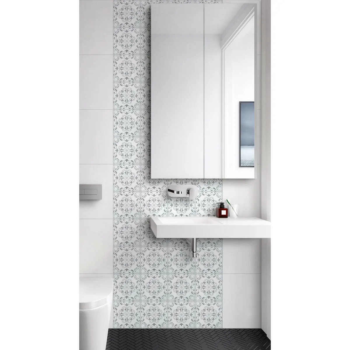 KANTU - Azulejo Vittoria Gris 15x15cm pack x4 unidades para pared