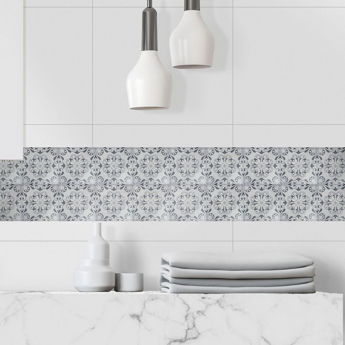 KANTU - Azulejo Vittoria Gris 15x15cm pack x4 unidades para pared