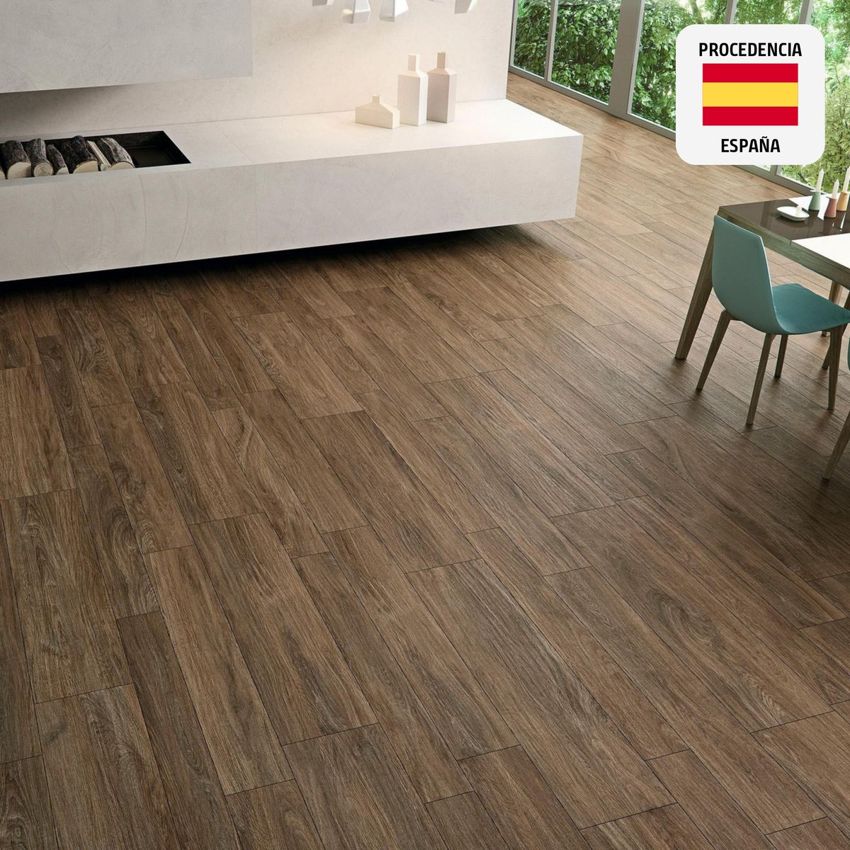 BELLACASA - Porcelanato Amberwood Secuoya Maderado Marrón 19.5x120cm