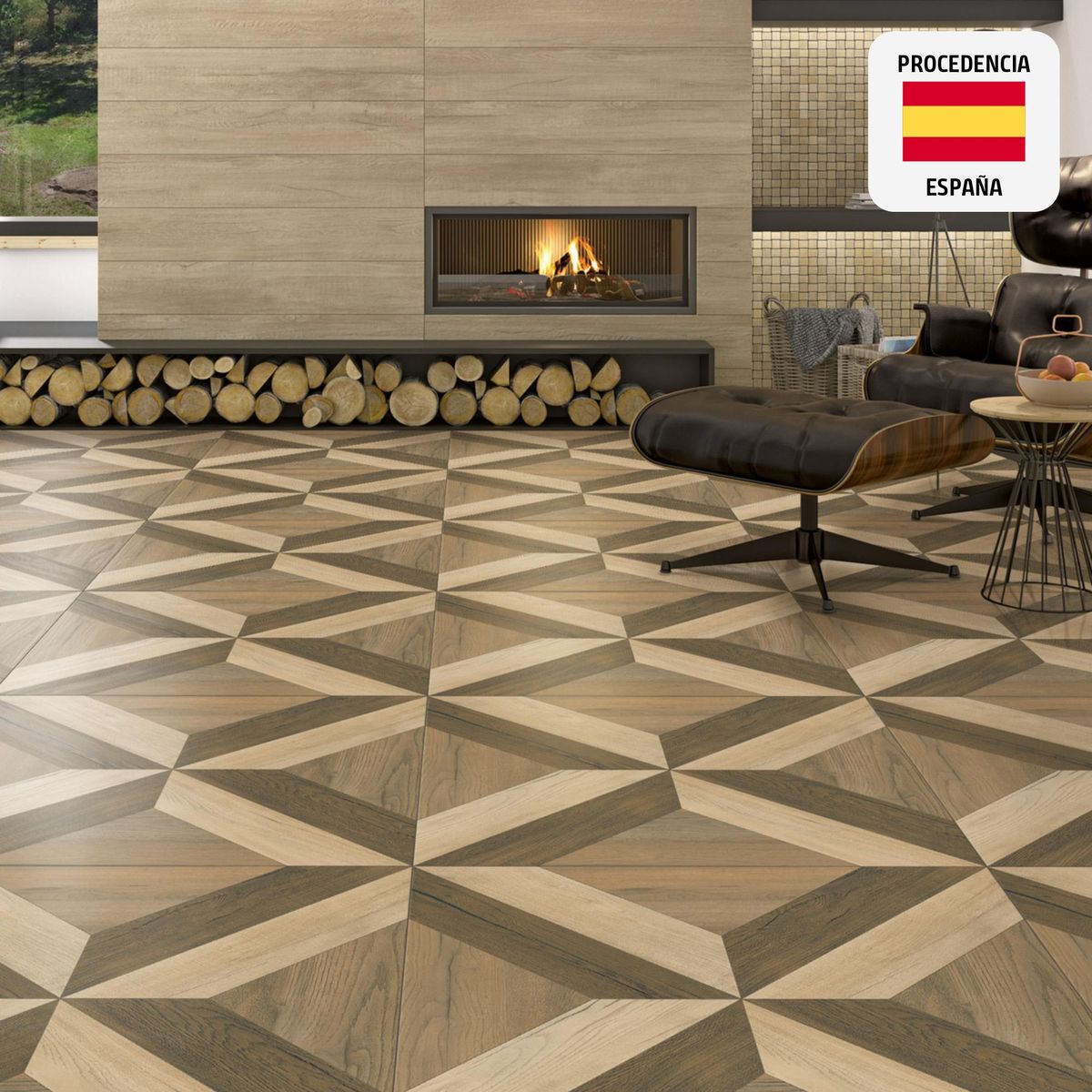 GRESPANIA - Porcelanato Base Home Wengue Maderado Marrón 80x80cm