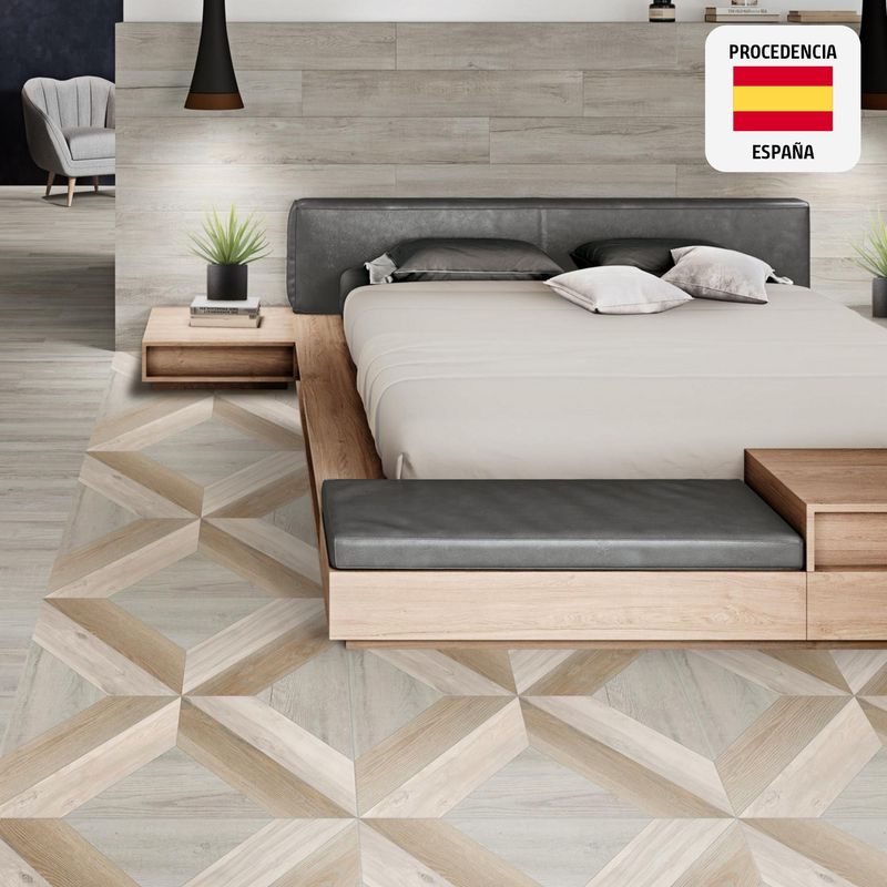GRESPANIA - Porcelanato Base Home Fresno Maderado Cenizo 80x80cm