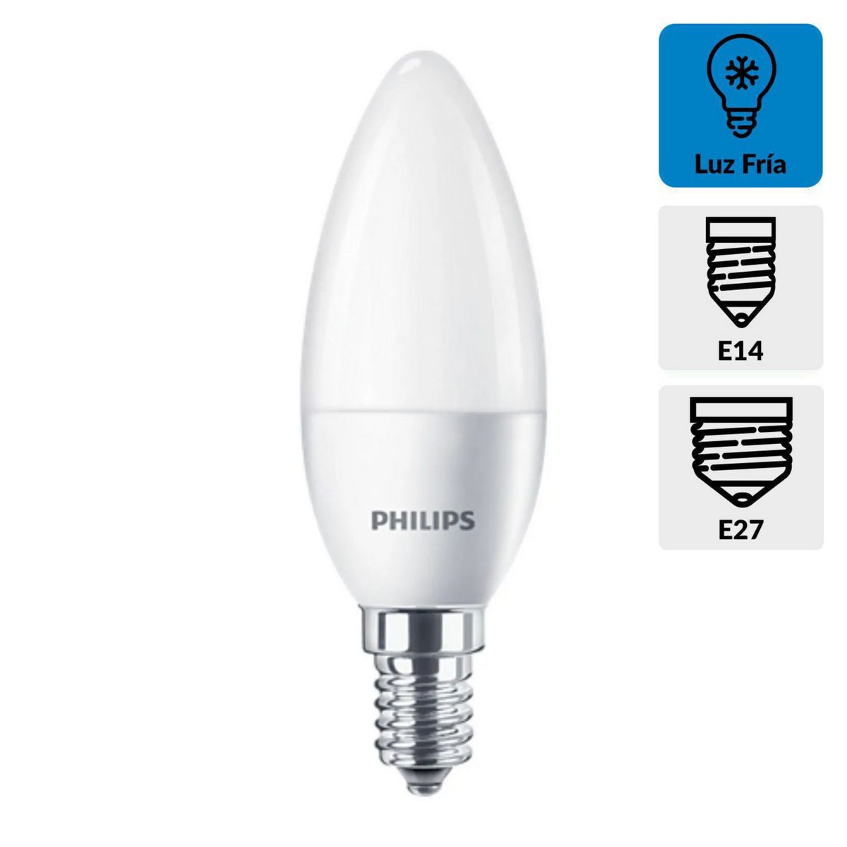 PHILIPS - Fodo LED Vela 3.5W E14 E27 Luz Fría