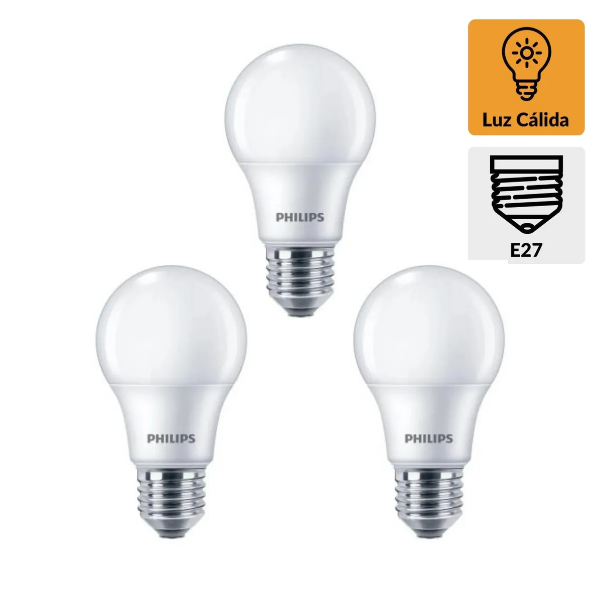 PHILIPS - Pack x3 Focos LED Ecohome LedBulb 14W Luz Cálida