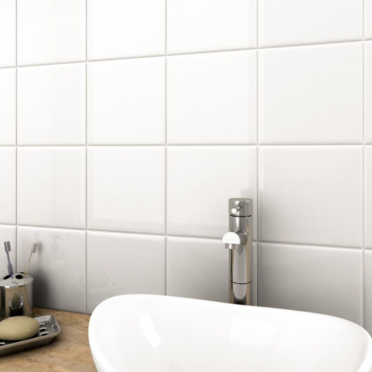 MAINZU - Cerámico Chroma Blanco Sin Bissel Brillo Liso 20x20cm para piso