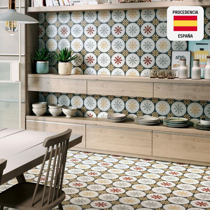 MAINZU - Cerámico Centro Pragha Decorado Colores/Mosaico 20x20cm para piso