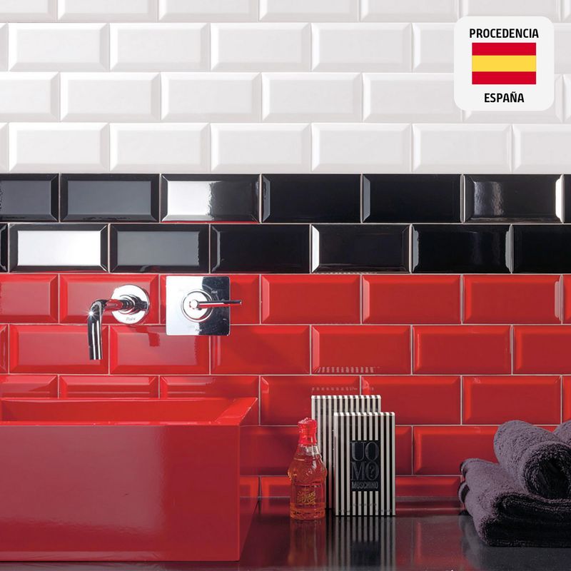 MAINZU - Cerámico Bissel Rojo Brillo Liso 10x20cm para piso