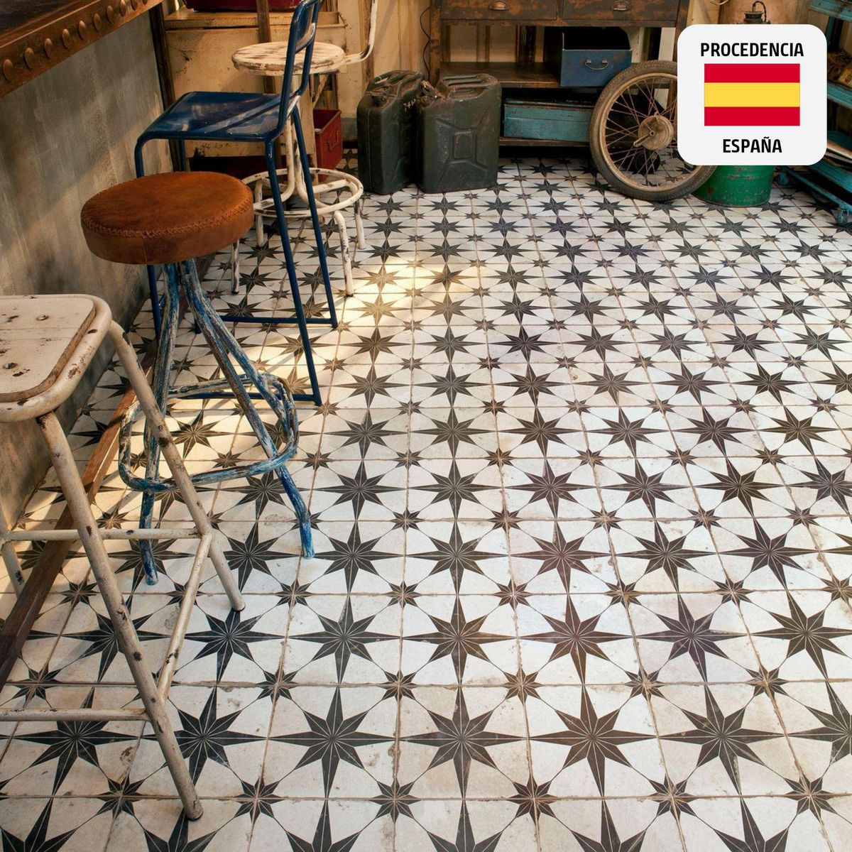 PERONDA - Cerámica FS Star-N Blanco/Negro Decorada 45x45cm para piso o pared