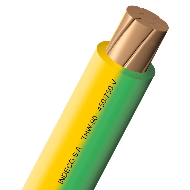 INDECO - Cable THW-90 10 AWG Indeco Amarillo/Verde 100 Metros