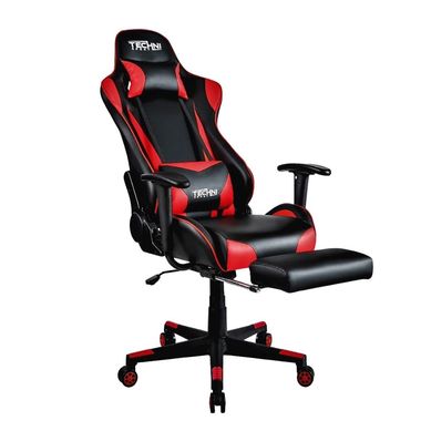 Silla Gamer Ergonmica + Soporte Lumbar + Posapies Negro/Rojo