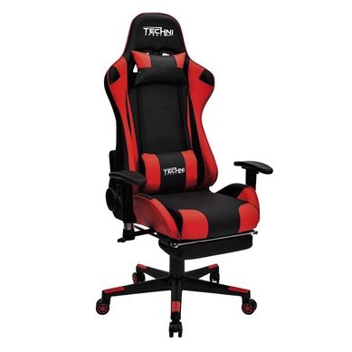 Silla Gamer Ergonmica + Soporte Lumbar + Posapies Clsico Negro/Rojo