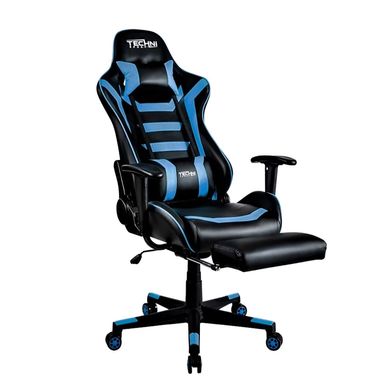 Silla Gamer Ergonmica + Soporte Lumbar + Posapies Clsico Negro/Azul