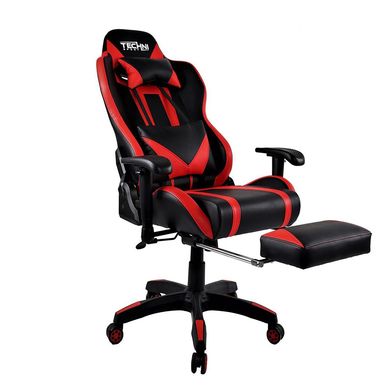 Silla Gamer Ergonmica Elite + Soporte Lumbar + Posapies Negro/Rojo