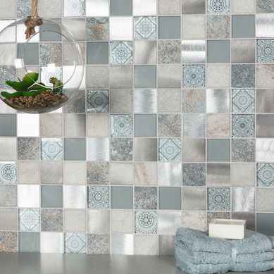 Mosaico Terra Grigio Gris Marmolizado 30x30cm para pared