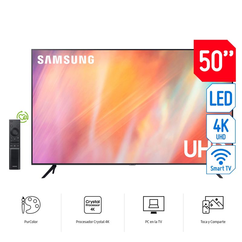 SAMSUNG - Televisor Samsung Smart UHD 4K 50" UN50AU7000GXPE (2021)