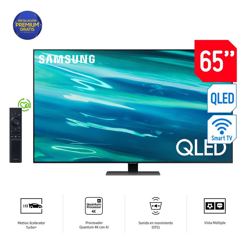SAMSUNG - Televisor Samsung Smart UHD 4K 65" QLED QN65Q80AAGXPE (2021)