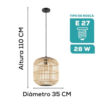Luminaria Colgante Eglo Bordesley E27 1x28w  H1100  �350