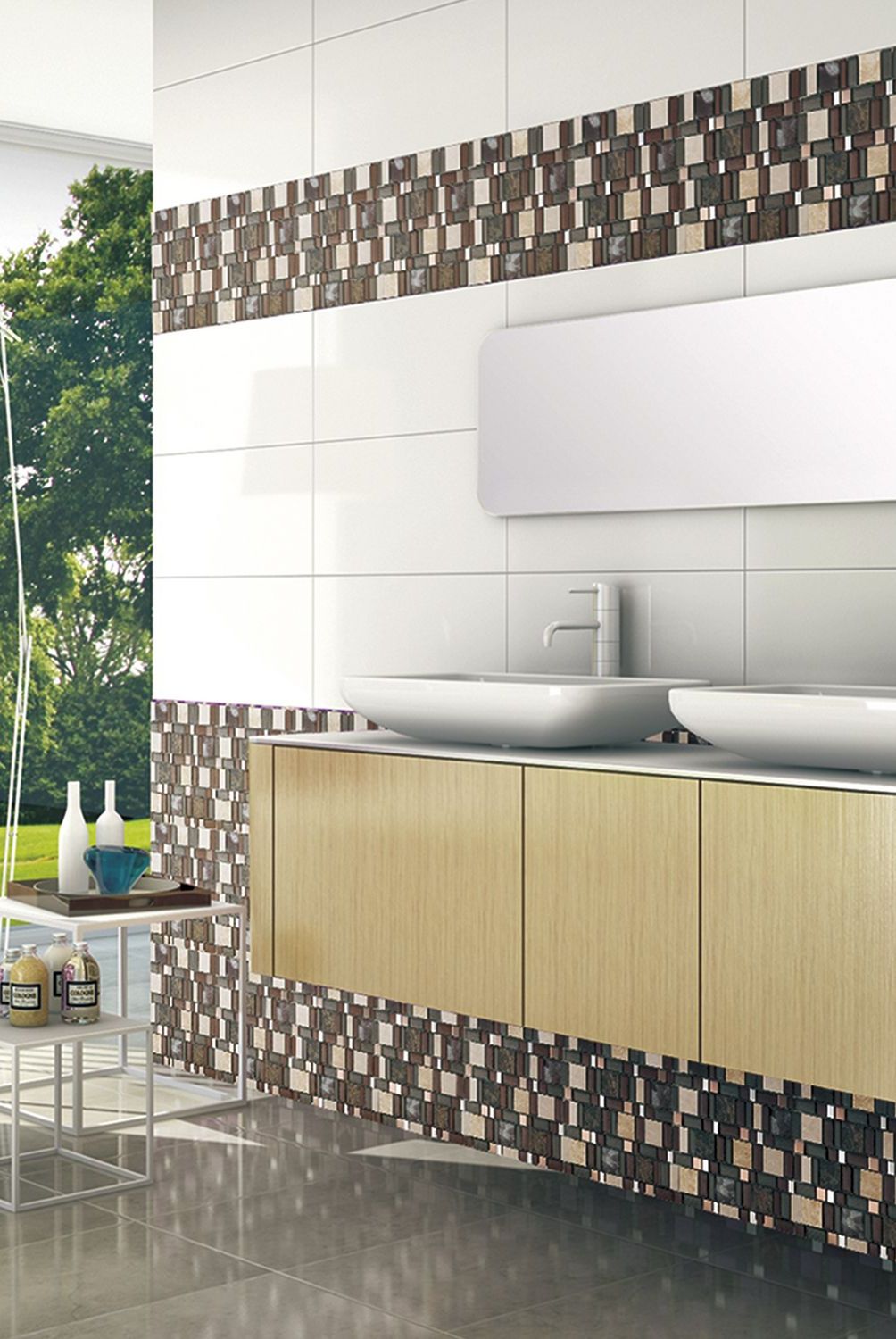 INTERMATEX - Mosaico America Brown Marmolizado 30x30cm 1.08m2 para pared - Venta por unidad