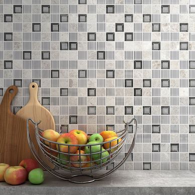 Mosaico Keops Gris Marmolizado 30x30cm 1.08m2 para pared