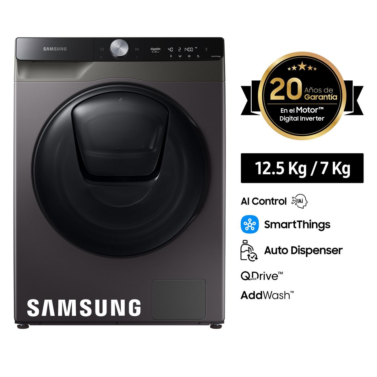 SAMSUNG - Lavaseca Samsung 12.5/7 Kg WD12TP84DBX/PE