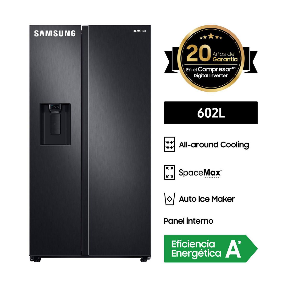 SAMSUNG - Refrigeradora Samsung Side by Side 2 Puertas 602 Litros RS60T5200B1/PE