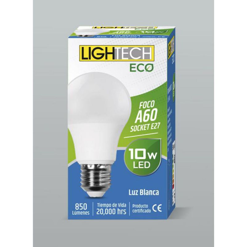 LIGHTECH - Pack x5 Focos LED 10W A60 E27 Luz Fría