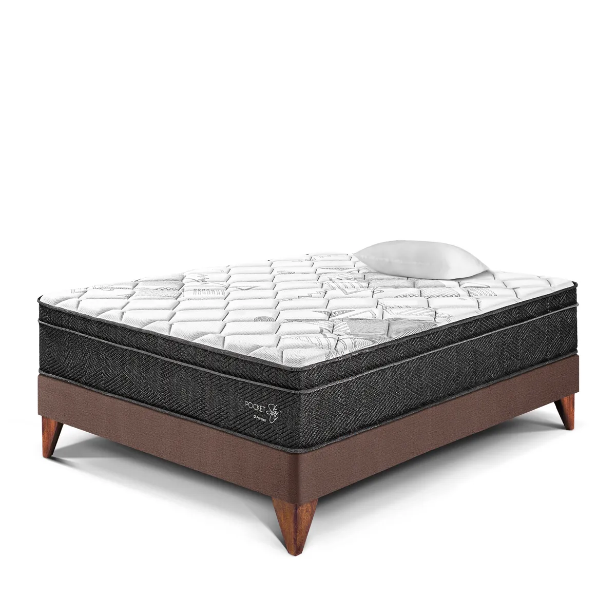 PARAISO - Cama Europea Pocket Star 1.5 Plazas + Almohada + Protector