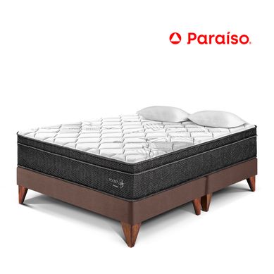 Cama Europea Paraso Pocket Star King Chocolate + Colchn + 2 Almohadas + 1 Protector