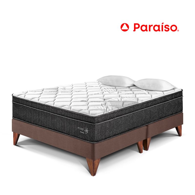 PARAISO - Cama Europea Pocket Star King + 2 Almohadas + Protector