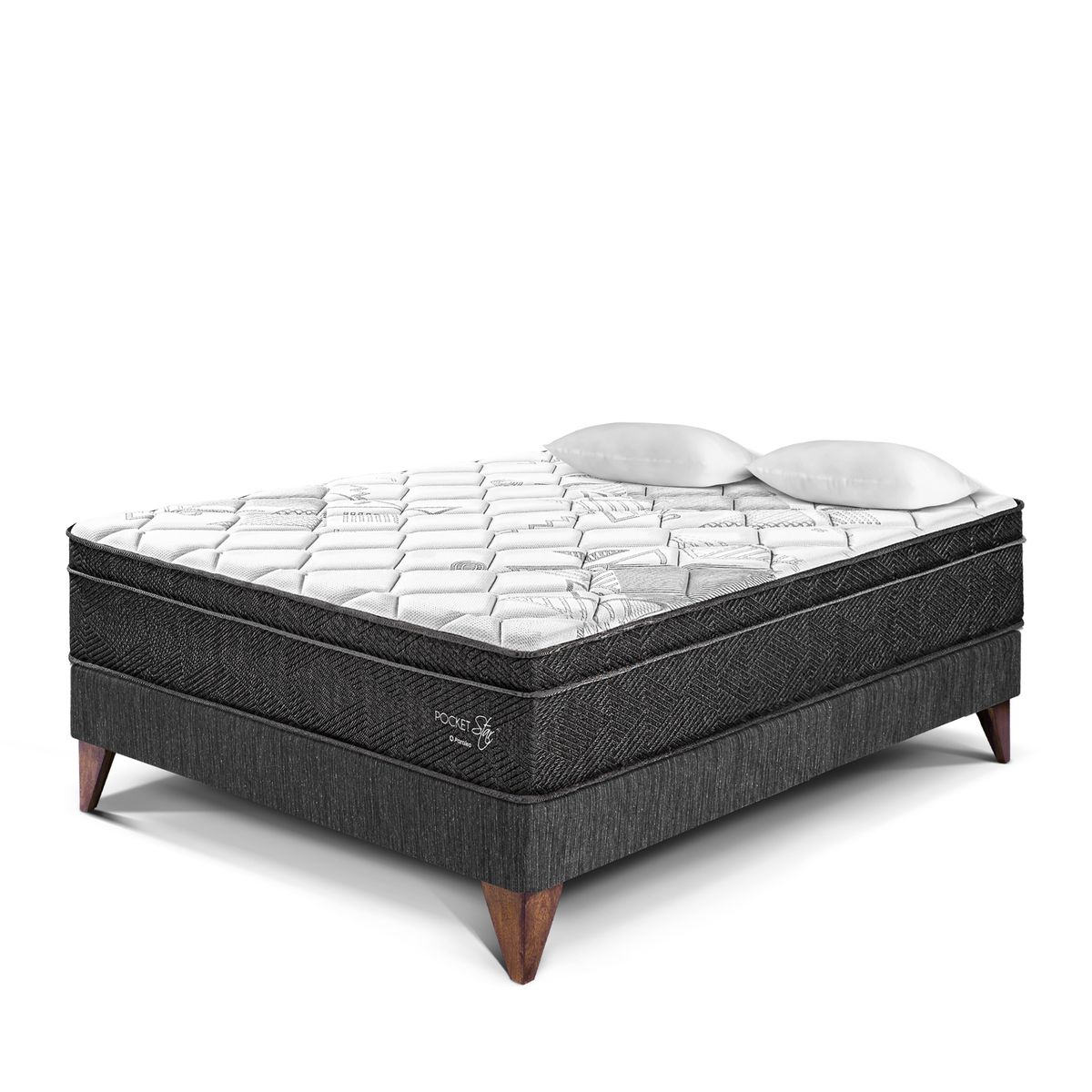 PARAISO - Cama Europea Pocket Star 2 Plazas + 2 Almohadas + Protector