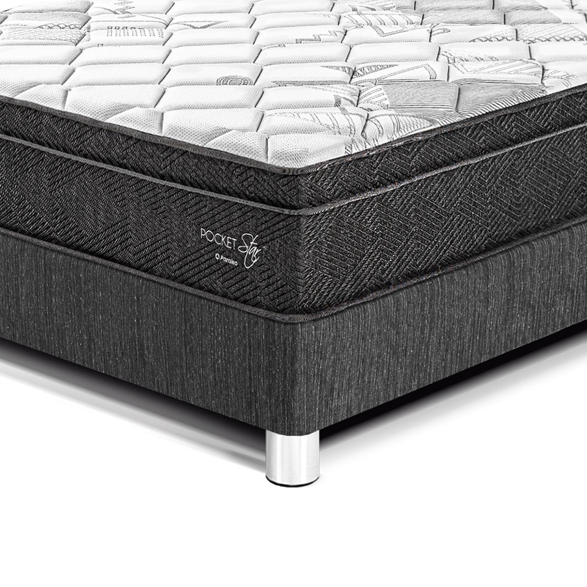 PARAISO - Cama Pocket Star King + 2 Almohadas + Protector