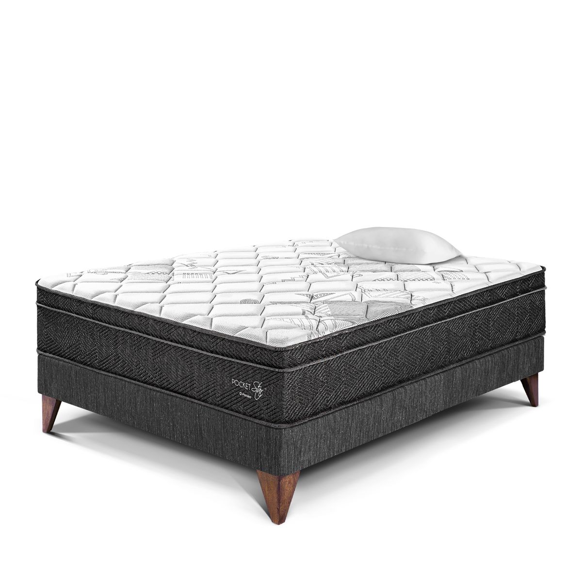 PARAISO - Cama Europea Pocket Star 1.5 Plazas + Almohada + Protector