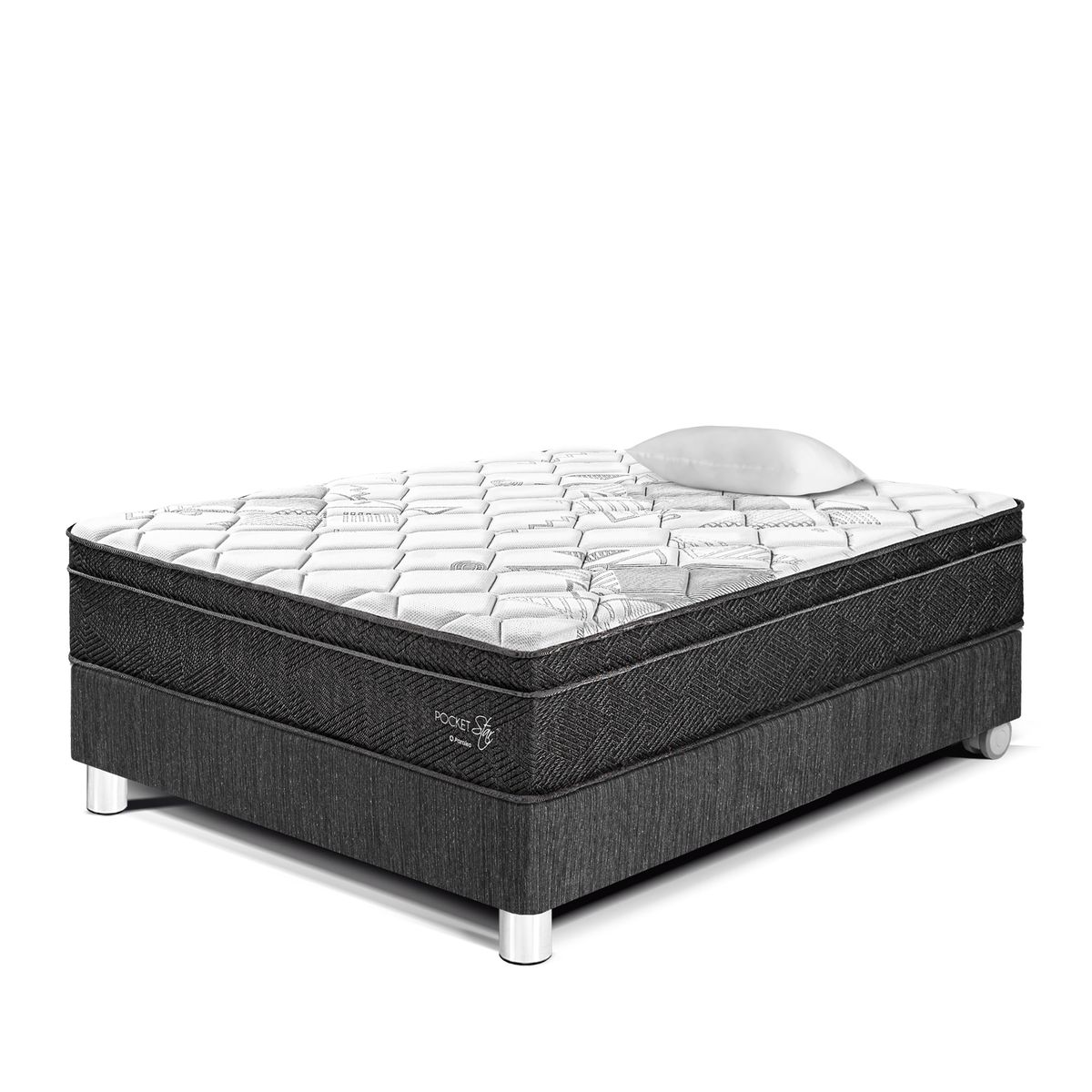 PARAISO - Cama Pocket Star 1.5 Plazas + Almohada + Protector