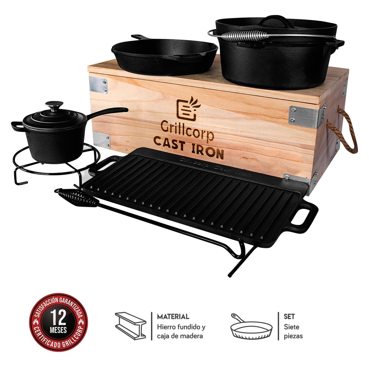 GRILLCORP - Set de Camping de Hierro Fundido