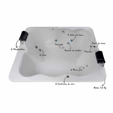 Tina Hidromasaje Rectangular Faran Ejecutiva 183x151cm Blanca
