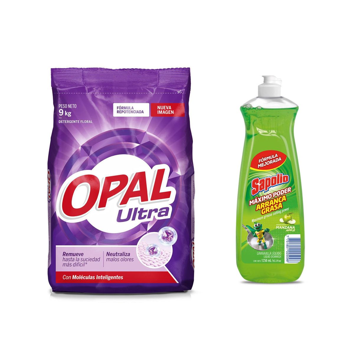  - Lavavajillas Sapolio 1.25 Litros + Detergente En Polvo Ultra 9Kg Opal