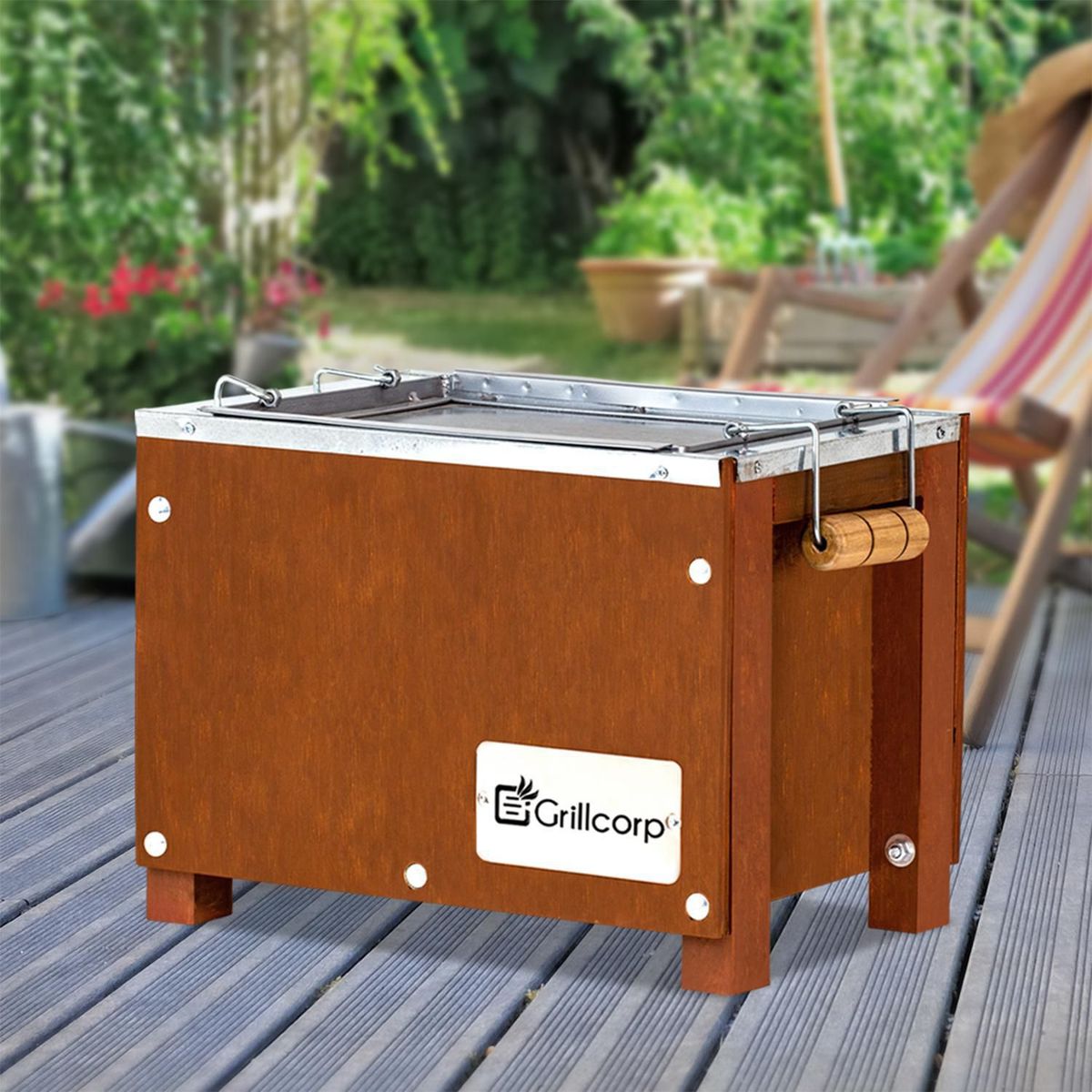 GRILLCORP - Caja China Acero Galvanizado/Acero Inoxidable Grillcorp 30X25 Cm