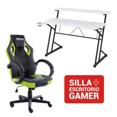 Silla Gamer RAVE y Escritorio Gamer Blanco
